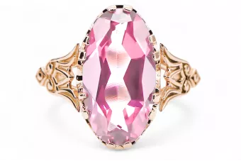 Oryginalny wyrób Vintage 14k z różowego złota Ametyst Pierścionek Klasyczny Vintage vrc058r